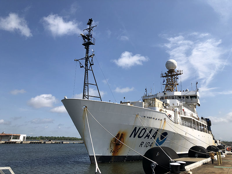 NOAA Ship Ronald H. Brown docked at its home port at Pier PAPA at the Federal Law Enforcement Training Center in Charleston, SC.