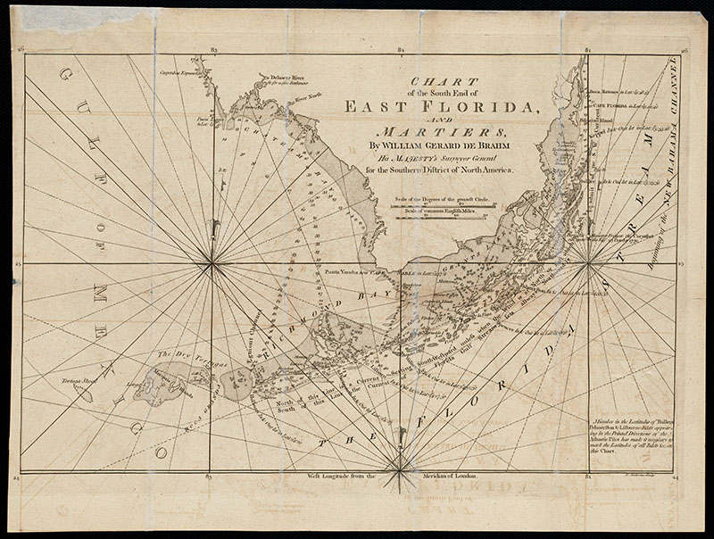 British chart from 1771 illustrating the limited information available at that time to accurately chart the western end of the Florida Keys.