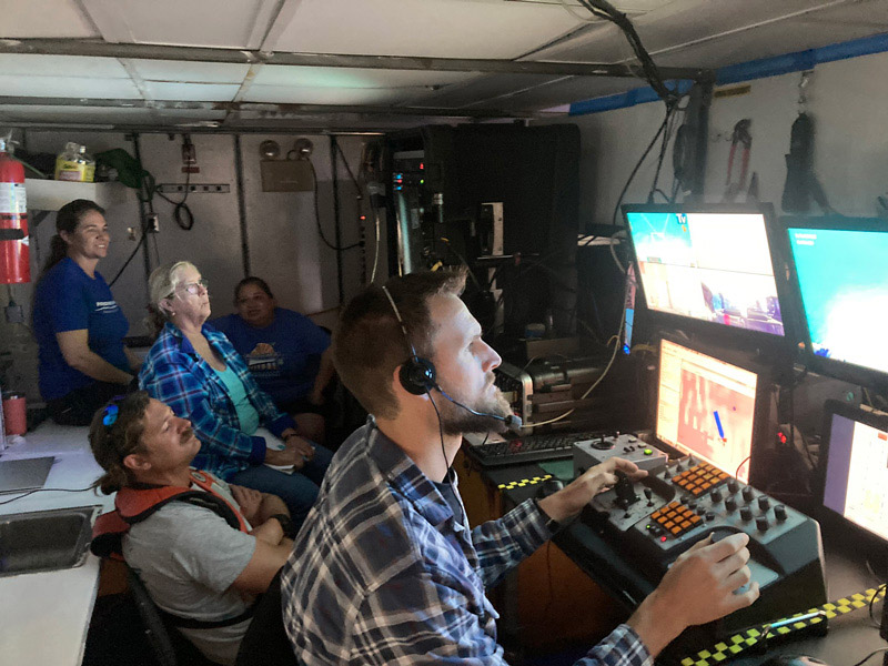 This scene comes from the dry lab during the successful first day of operations on the Exploring the Blue Economy Biotechnology Potential of Deepwater Habitats expedition.