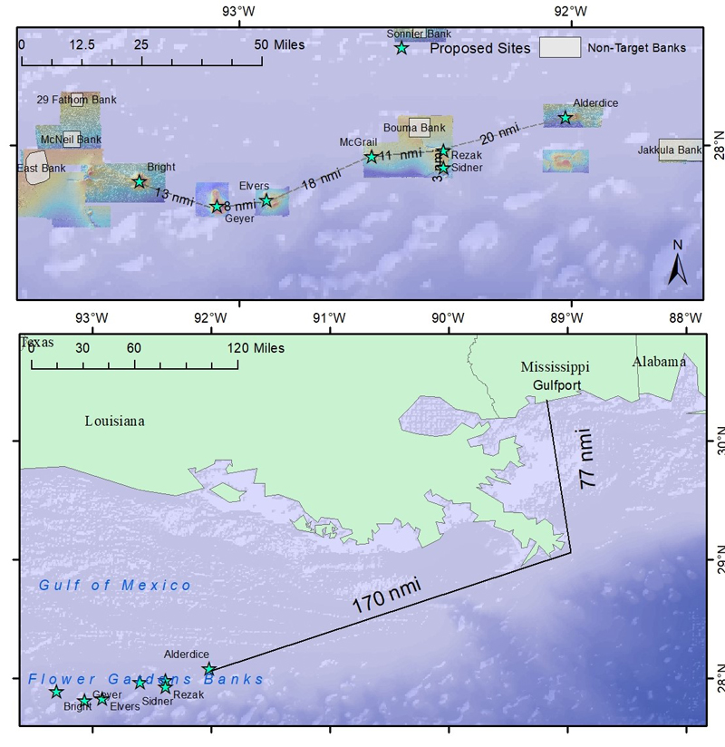 Map showing the general planned track of the Exploring the Blue Economy Biotechnology Potential of Deepwater Habitats.