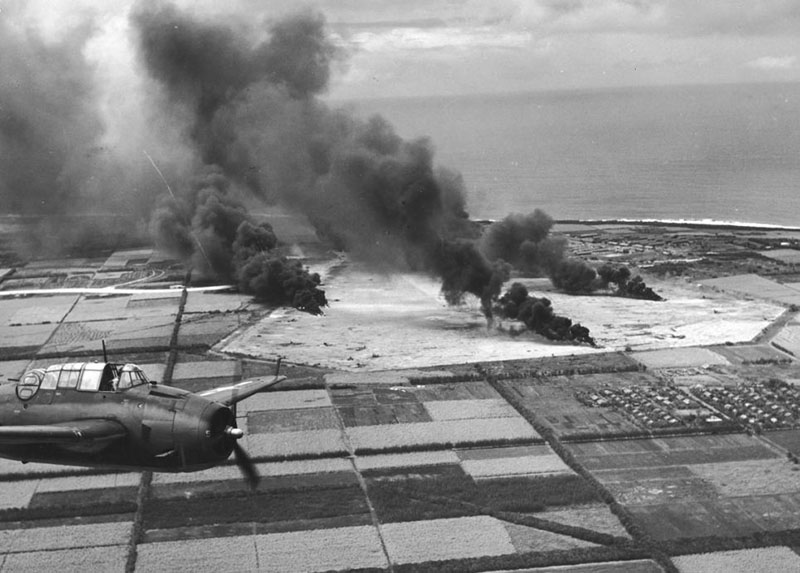 Grumman Avenger over Tinian, 1944.