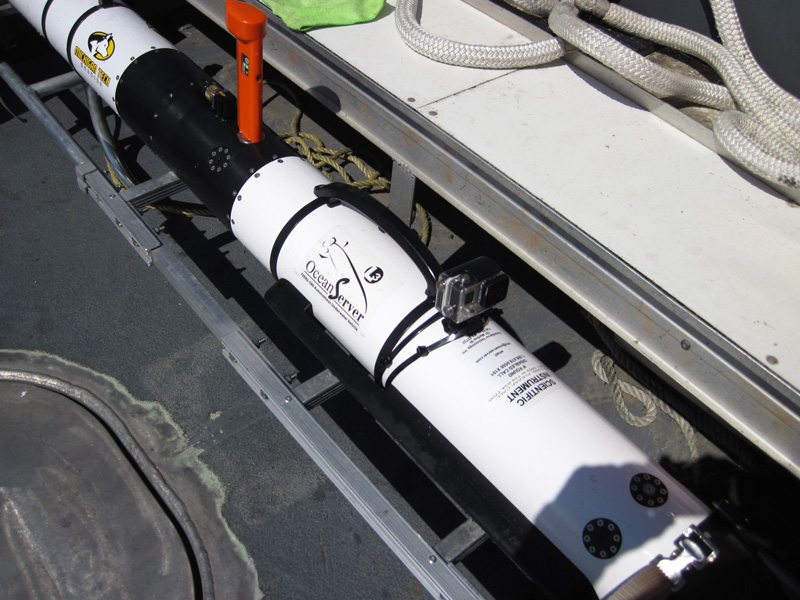 Michigan Technological University's autonomous underwater vehicle Iver 3 aboard Research Vessel Storm during the Machine Learning for Automated Detection of Shipwreck Sites from Large Area Robotic Surveys expedition.