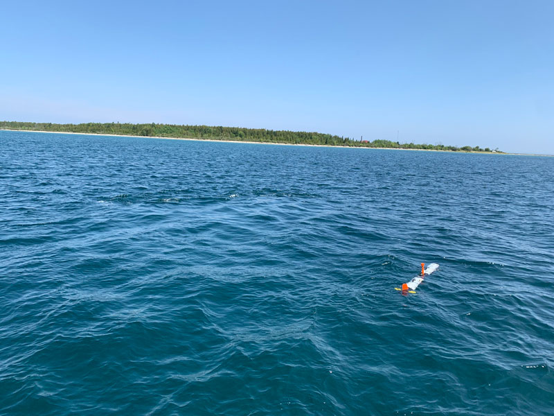 The Michigan Technological University Great Lakes Research Center’s IVER autonomous underwater vehicle conducts a mission in Thunder Bay National Marine Sanctuary.