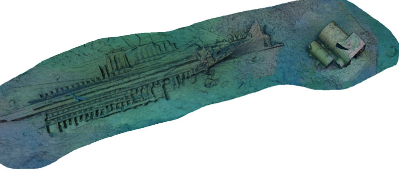 Figure C. Preliminary 3D reconstruction of Monohansett obtained with data from an ROV.