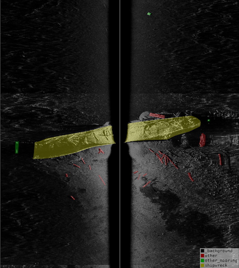 Figure B. Grecian site imaged by the IVER autonomous underwater vehicle equipped with side-scan sonar.