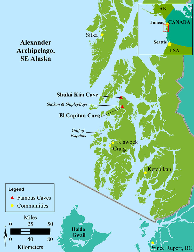 Map of Our Submerged Past expedition study area in southeast Alaska’s Alexander Archipelago.