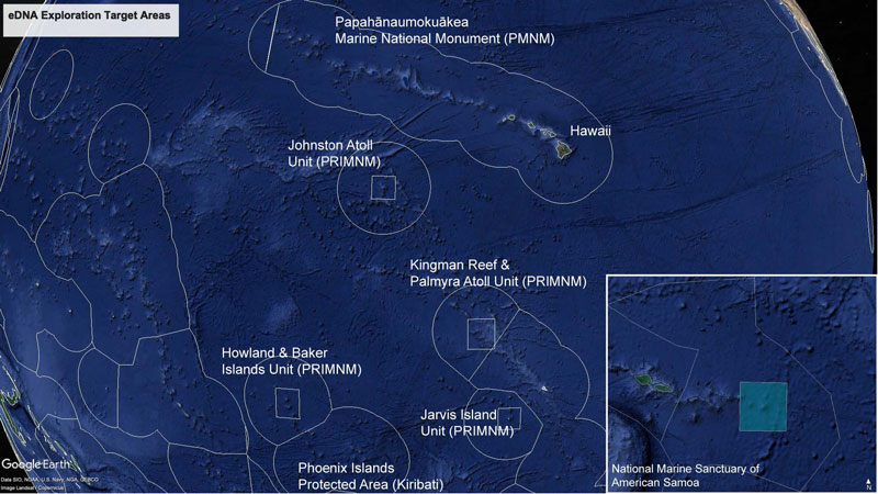 Map of eDNA exploration target areas