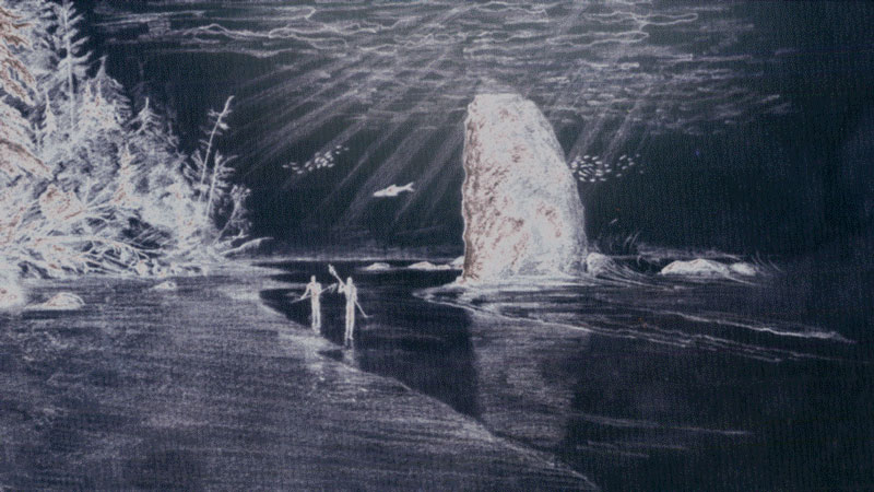 This artist's rendition captures the idea of a maritime landscape by setting the scene underwater. The scene was created by Alejandro Cano-Lasso, who sailed during the third phase of the Student Explorations Around Southern California: Acoustics, Paleolandscapes, and Environments at Sea (SEASCAPES) project.