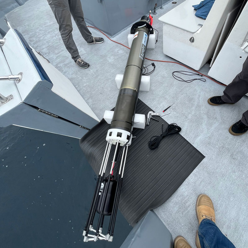The Seatrec infiniTE float with directional acoustic sensor prior to deployment during the project’s year one fieldwork.