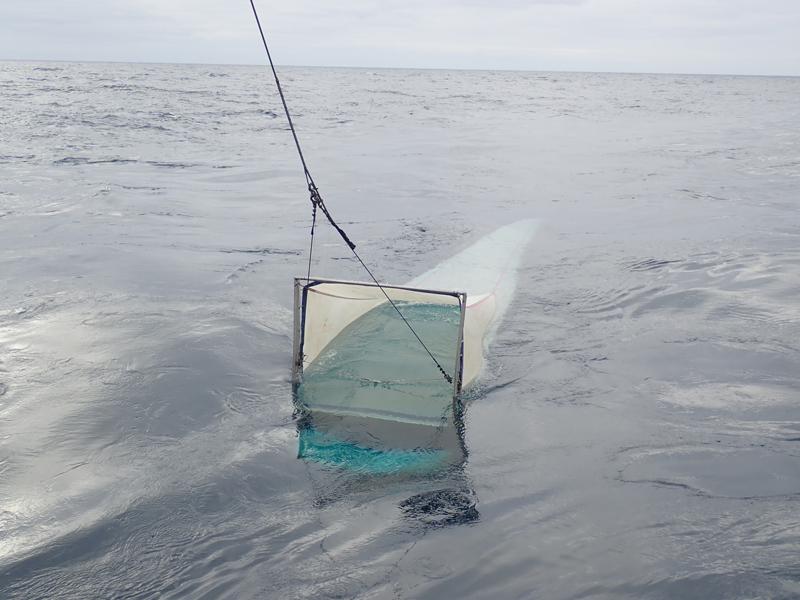 The Methot trawl at work during the Exploring Pelagic Biodiversity of the Gulf of Alaska and the Impact of Its Seamounts expedition.