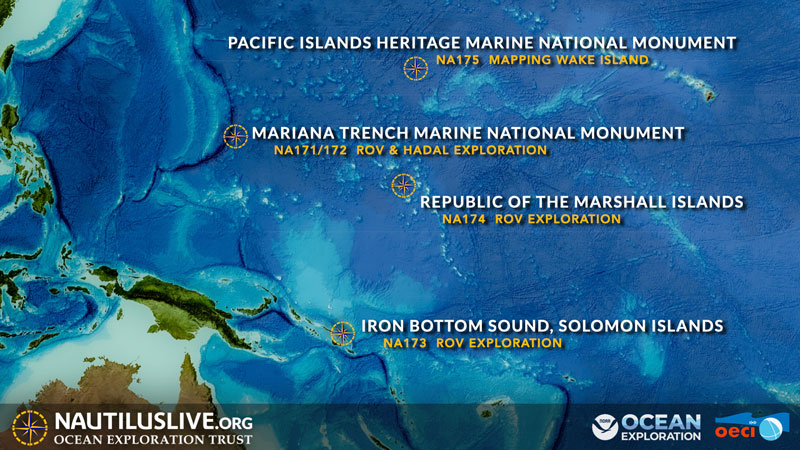 Map of Exploration Vessel Nautilus 2025 field season.