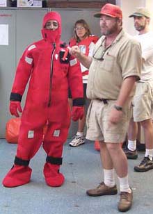 demonstration of immersion suit.