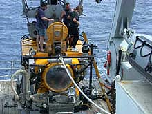 The submersible Clelia and the occupants of the first dive