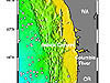 Map view of Bathymetry and Earthquakes