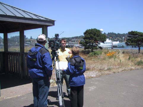 Waldo Wakefield gives an interview following the expedition