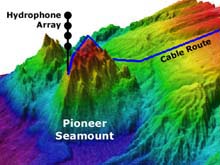 3D Map of Pioneer Seamount cable