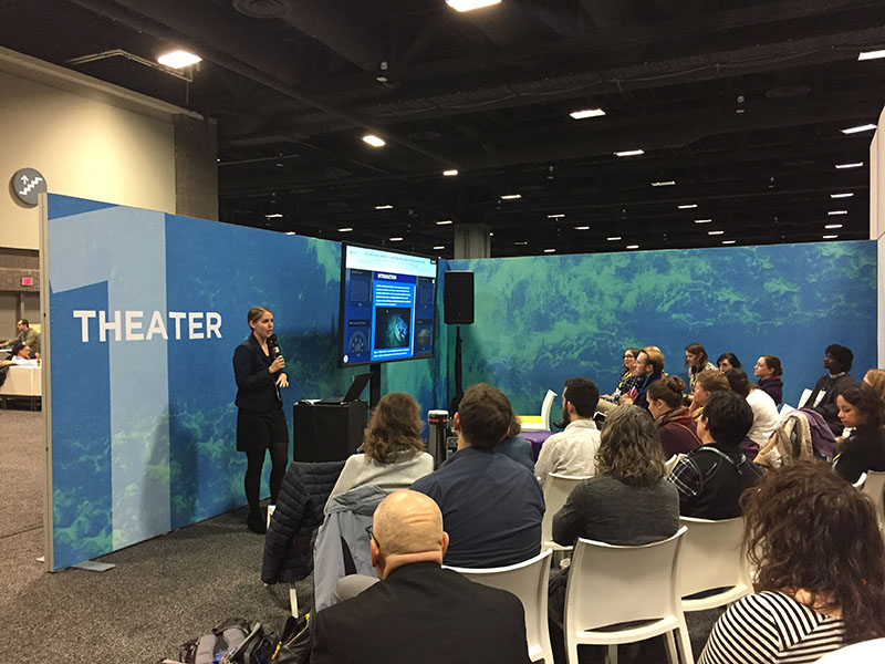 Adrienne presents about ocean exploration to attendees at the 2018 American Geophysical Union fall meeting in Washington, D.C.