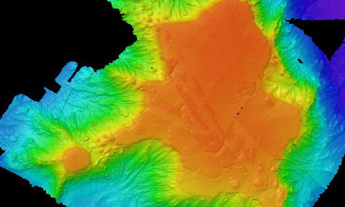 Three NOAA Ocean Exploration mapping expeditions focused on mapping the numerous seamounts in the U.S. Exclusive Economic Zone around Wake Island in the Pacific Ocean. One seamount, seen here, was found to be a guyot larger than the state of Rhode Island.