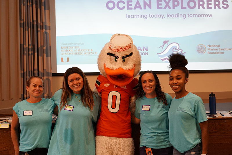 “Ocean Explorers” was created by the Rosenstiel School faculty Dr. Jill Richardson and Dr. Maria Cartolano and coordinated by professional masters students Cyan Simmons and Cameron Shaw. The University of Miami’s mascot, Sebastian the Ibis,  also joined the fun and helped to welcome students and kick off the event.