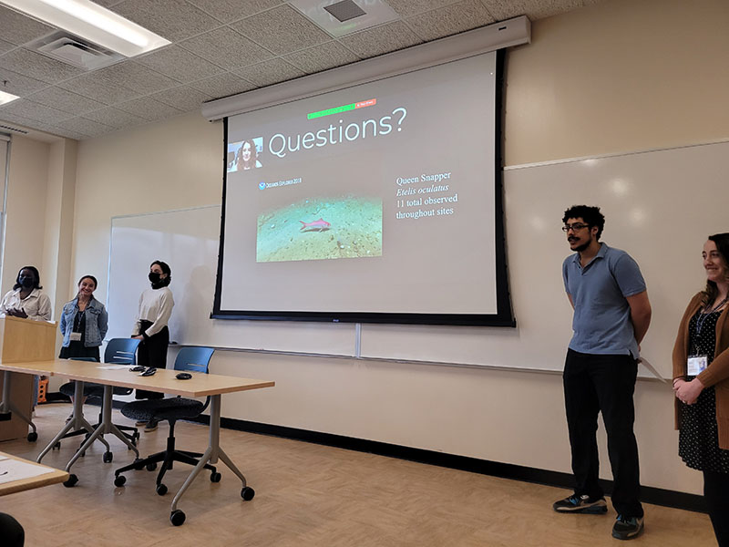 The research team presented their work at GREAT Day, SUNY Geneseo’s research symposium, and are learning about the publication process by preparing a larger manuscript on the distribution of deep-sea fishes, incorporating data from other expeditions in the region.