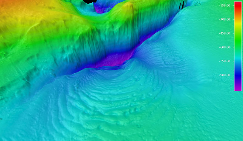 Amukta Canyon in the Bering Sea as mapped by the Saildrone Surveyor during the Aleutians Uncrewed Ocean Exploration expedition.