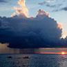 December 2012, Roatan, Honduras Ocean storm and kayakers.