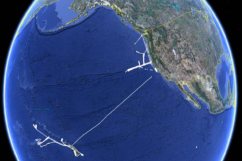 An overview of the multibeam data collected during the 2008-2009 Field Season off of the West Coast of the United States as well as in the vicinity of the Hawaiian Islands. In size, this area is comparable to the state of Florida.