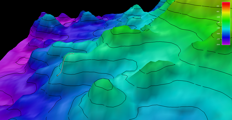 Map showing the location of Voyage to the Ridge 2022 Expedition 2 Dive 09: Cachalote Guyot.