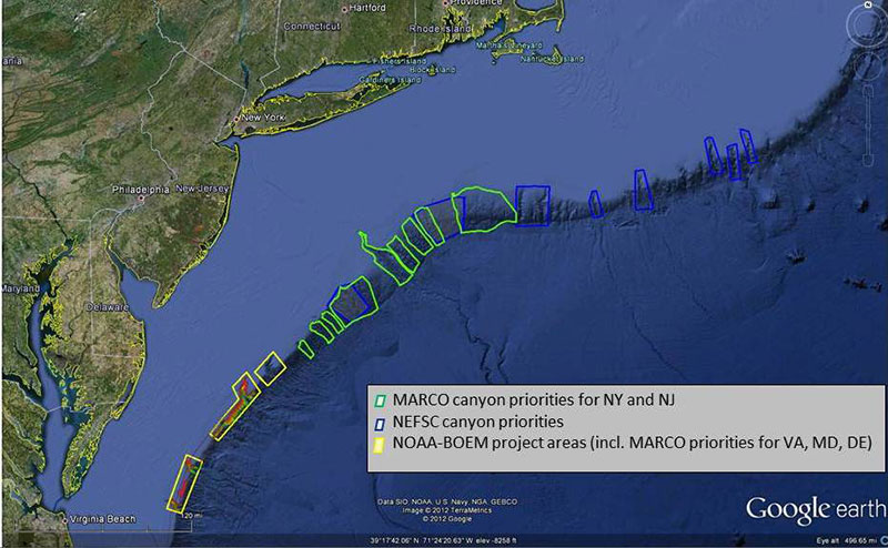 Area surveyed during the June 2011 expedition on NOAA Ship Nancy Foster. The cruise was part of the joint NOAA-BOEM project.