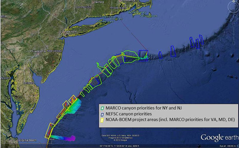 Image includes area surveyed by NOAA Ship Okeanos Explorer during an expedition in October 2011. 