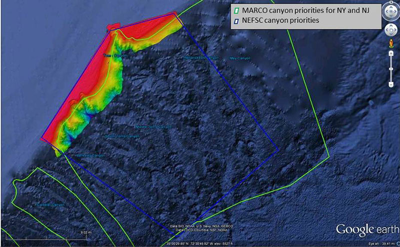 Area surveyed during the June 2012 ACUMEN expedition on NOAA Ship Ferdinand R. Hassler. This was the Hassler's the first operational mission after the ship’s commissioning ceremony.