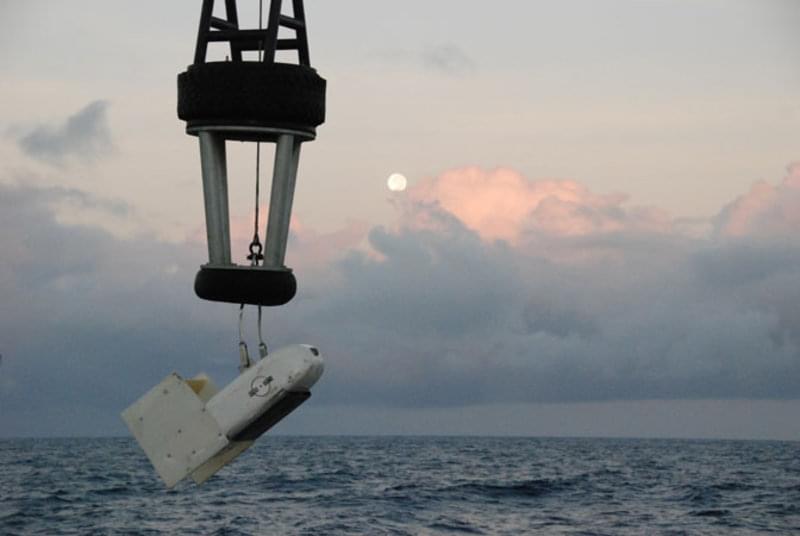 The Continuous Plankton Recorder is deployed from NOAA Ship Okeanos Explorer by the ROV crane.