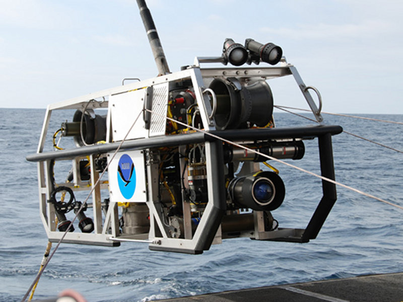 The Galápagos Rift Expedition 2011 marks the debut of a new camera and lighting platform named “Seirios”. We expect that the new and improved lighting system will markedly enhance our exploration capability. This image is from an ROV shakedown cruise off the coast of the Channel Islands, California in April 2011. Image courtesy of NOAA Okeanos Explorer Program.