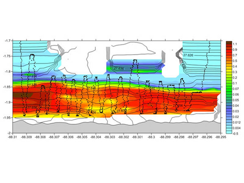 NOAA Scientist Sharon Walker quickly turned around this plot of the overnight tow-yo to better inform the July 17 dive location.