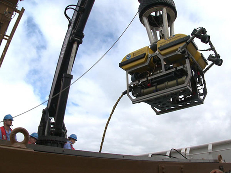 Little Hercules is lifted off the deck for deployment.