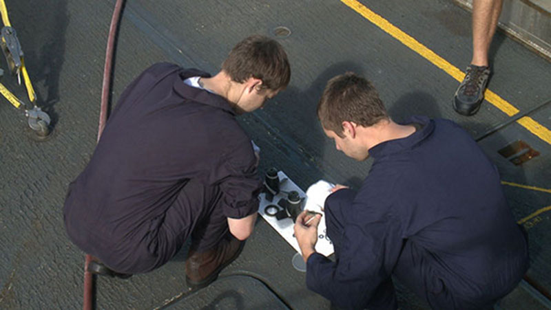 ROV Technicians continue to trouble-shoot the ROV following a failure of a vertical thruster.