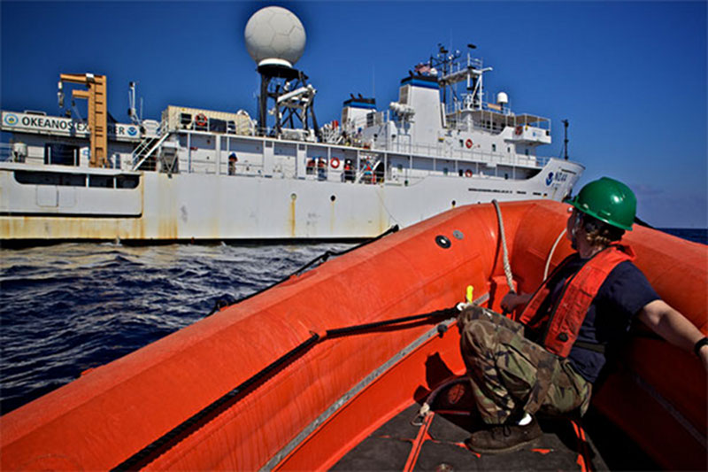 View of the NOAA Ship Okeanos Explorer from the Fast Rescue Boat.