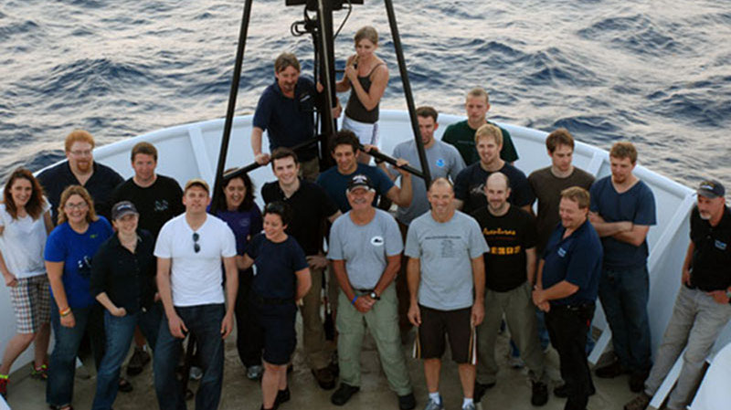 While it's nearly impossible to get a picture with all expedition participants, this image captures the mission personnel who were on board NOAA Ship Okeanos Explorer during the third and final cruise leg of the 2012 Gulf of Mexico Expedition.