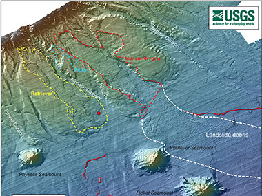 Map of the Munson-Nygren-Retriever landslide complex along the lower slope off Georges Bank.