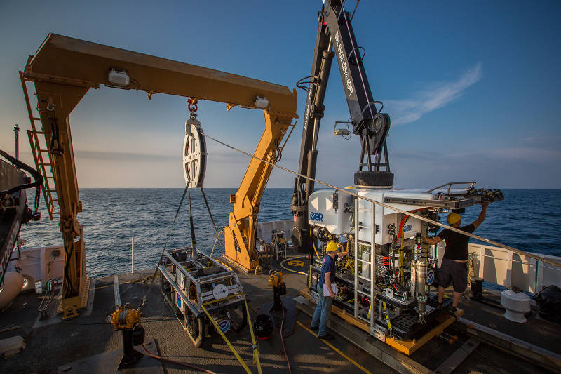 The expedition marks the second field season using NOAA’s 6,000-meter remotely operated vehicle Deep Discoverer and the Seirios camera sled and lighting platform on NOAA Ship Okeanos Explorer. When these systems are deployed from the ship, we will be able to provide scientists and the audiences onshore with real-time video footage from deep-water areas in important, yet largely unknown, U.S. waters.