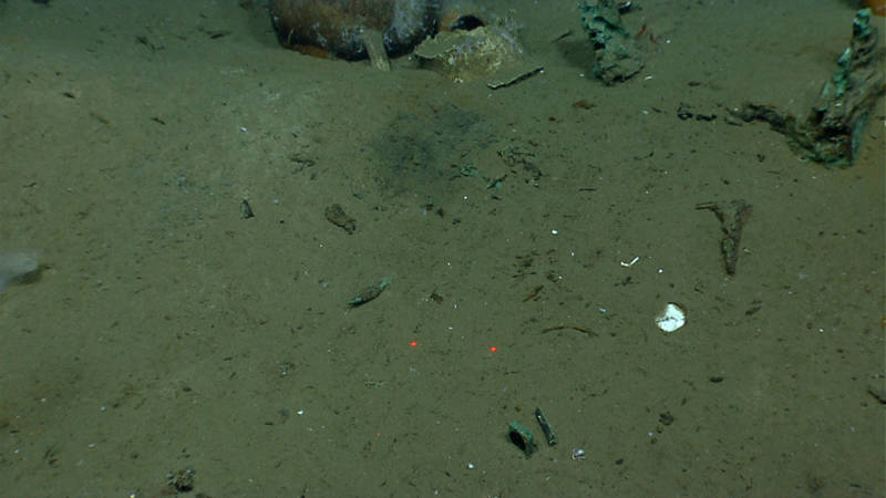 Octant and chronometer side by side on the seafloor.