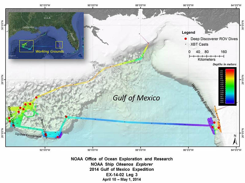 Summary map showing the approximate location of Leg 3 activities.