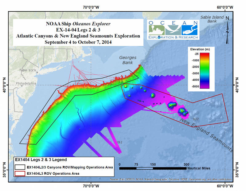 Map showing areas that will be explored during the second and third legs of the  expedition.