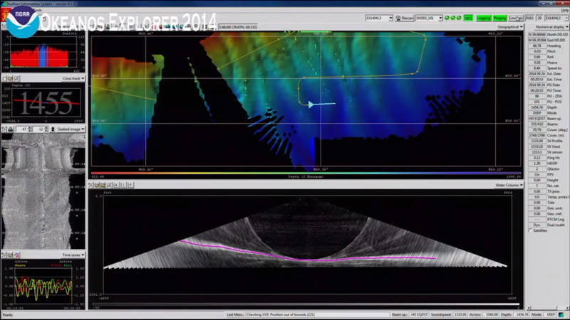 System display while acquiring submarine canyon mapping data.