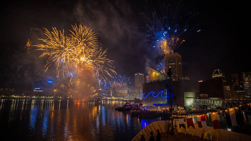 The view from Okeanos Explorer for the Star-Spangled Spectacular fireworks.