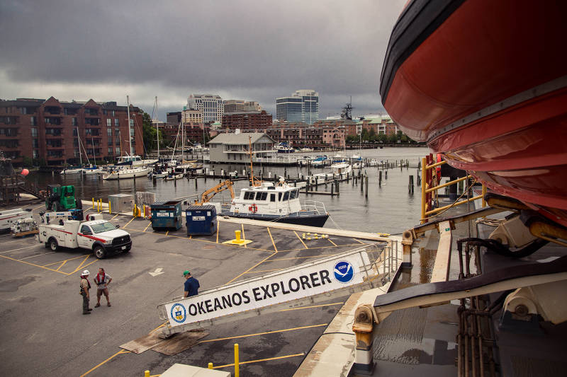 NOAA Ship Okeanos Explorer in port.