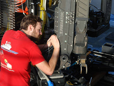The ROV team spent time in port troubleshooting the new manipulator arm.