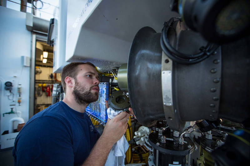 The ROV team took advantage of the time in port to complete some routine maintenance on the vehicles and to troubleshoot a few issues.