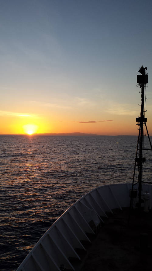 Sunrise over Puerto Rico as the ship prepares for an ROV dive.
