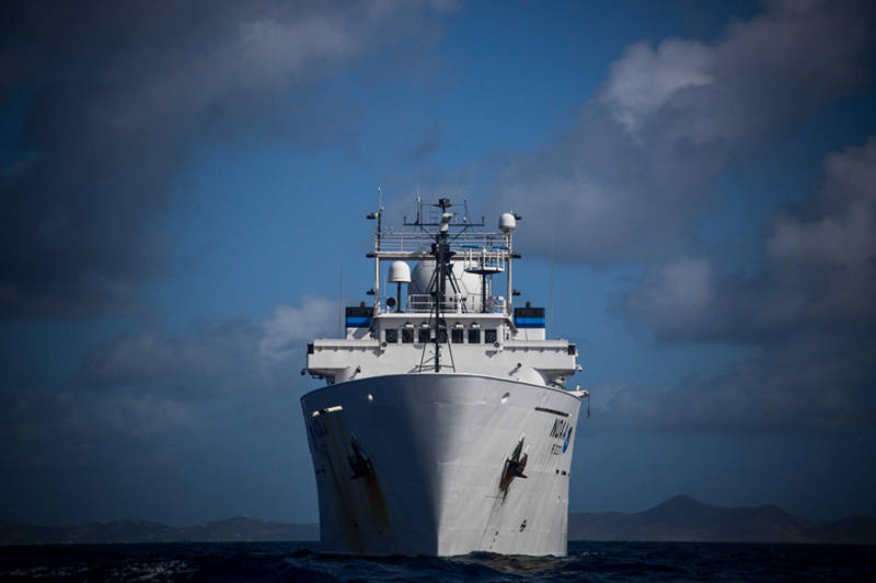 NOAA Ship Okeanos Explorer mapping underway.